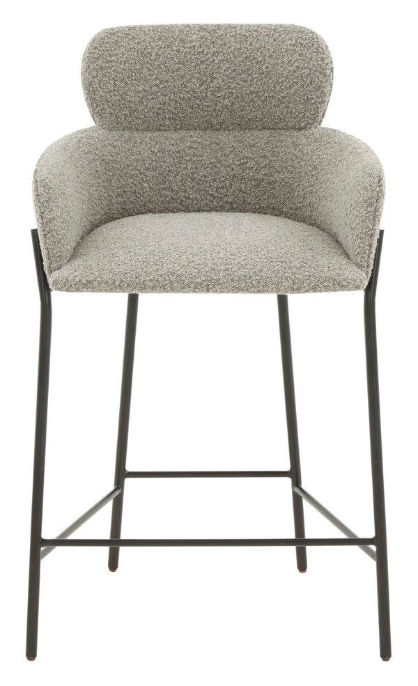 Safavieh Charlize Boucle Counter Stool Light Grey / Black Wood / Fabric / Foam / Metal SFV4756E