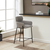 Safavieh Charlize Boucle Counter Stool Light Grey / Black Wood / Fabric / Foam / Metal SFV4756E