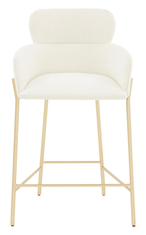 Safavieh Charlize Boucle Counter Stool Ivory / Gold Wood / Fabric / Foam / Metal SFV4756F