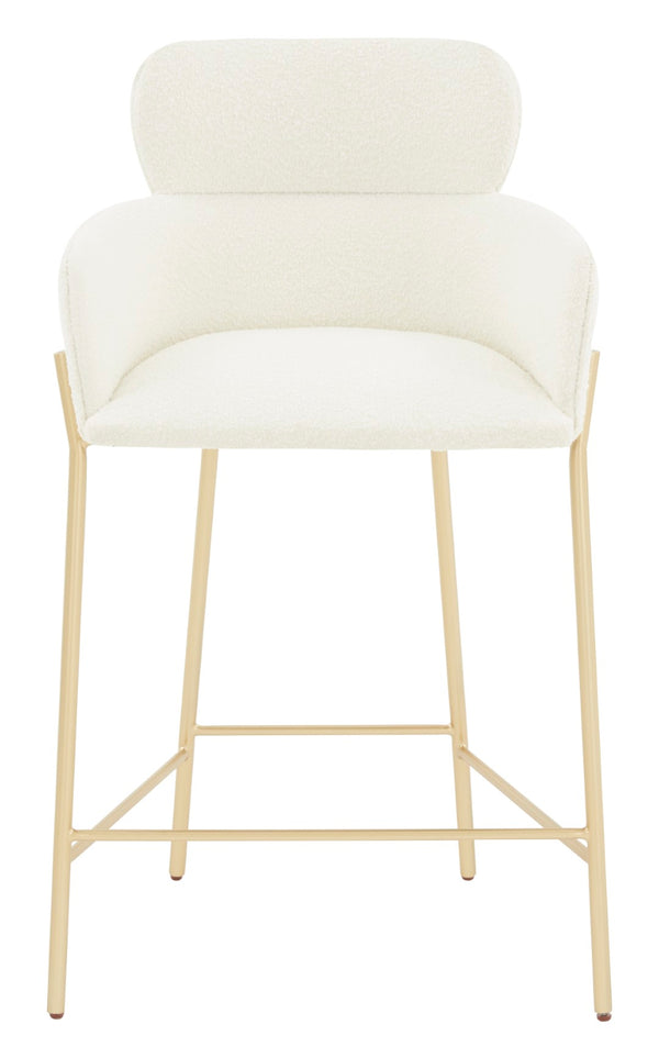 Safavieh Charlize Boucle Counter Stool Ivory / Gold Wood / Fabric / Foam / Metal SFV4756F