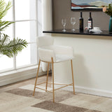 Safavieh Charlize Boucle Counter Stool Ivory / Gold Wood / Fabric / Foam / Metal SFV4756F