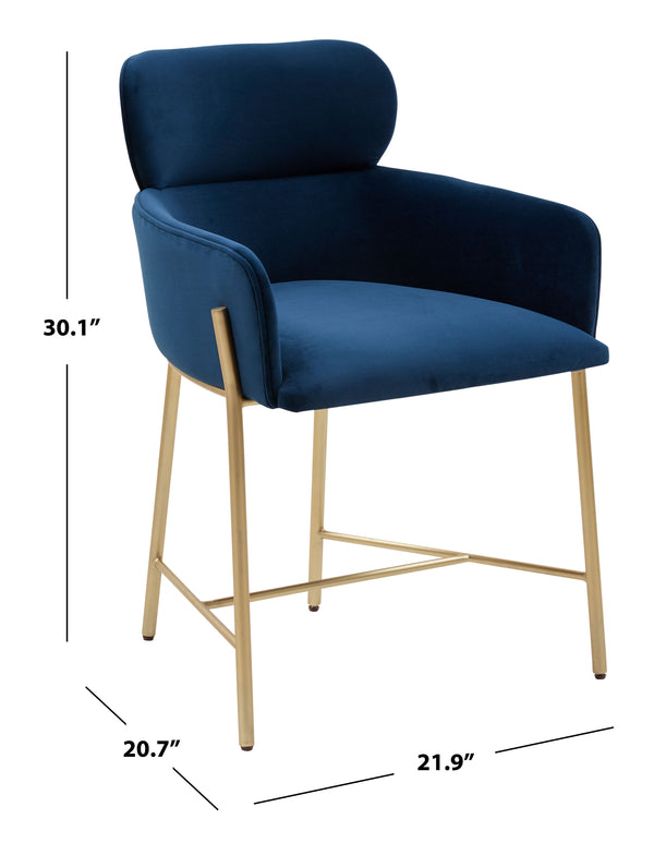 Safavieh Charlize Velvet Dining Chair Navy / Gold SFV4757A