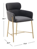 Safavieh Charlize Velvet Dining Chair Dark Grey / Gold SFV4757B