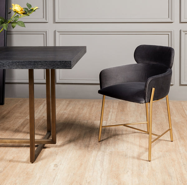 Safavieh Charlize Velvet Dining Chair Dark Grey / Gold SFV4757B