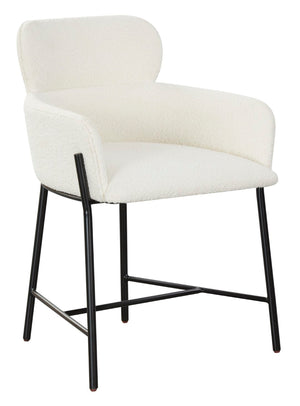 Safavieh Charlize Boucle Dining Chair Ivory / Black Wood / Fabric / Foam / Metal SFV4757D