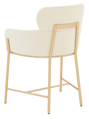 Safavieh Charlize Velvet Dining Chair Ivory / Gold Wood / Fabric / Foam / Metal SFV4757F