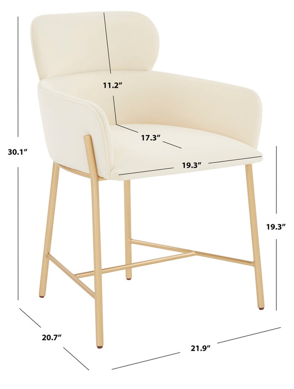 Safavieh Charlize Velvet Dining Chair Ivory / Gold Wood / Fabric / Foam / Metal SFV4757F