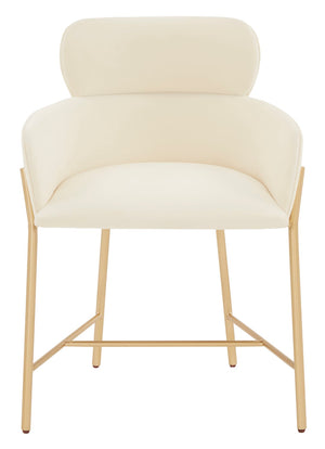 Safavieh Charlize Velvet Dining Chair Ivory / Gold Wood / Fabric / Foam / Metal SFV4757F