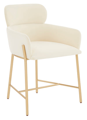 Safavieh Charlize Velvet Dining Chair Ivory / Gold Wood / Fabric / Foam / Metal SFV4757F