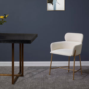 Safavieh Charlize Velvet Dining Chair Ivory / Gold Wood / Fabric / Foam / Metal SFV4757F