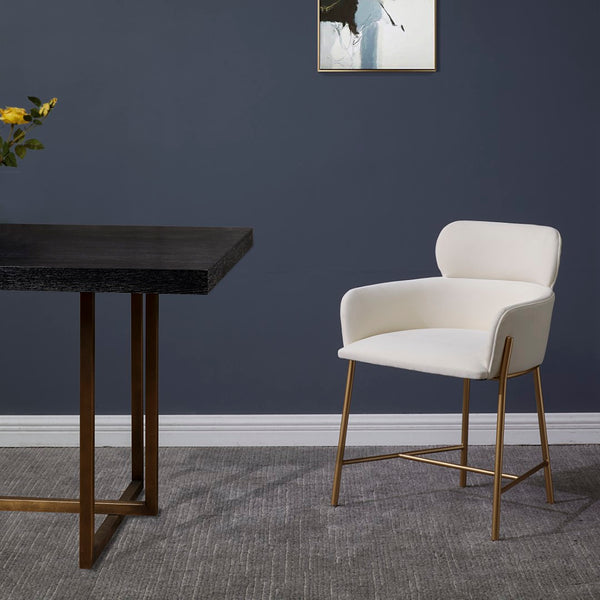 Safavieh Charlize Velvet Dining Chair Ivory / Gold Wood / Fabric / Foam / Metal SFV4757F