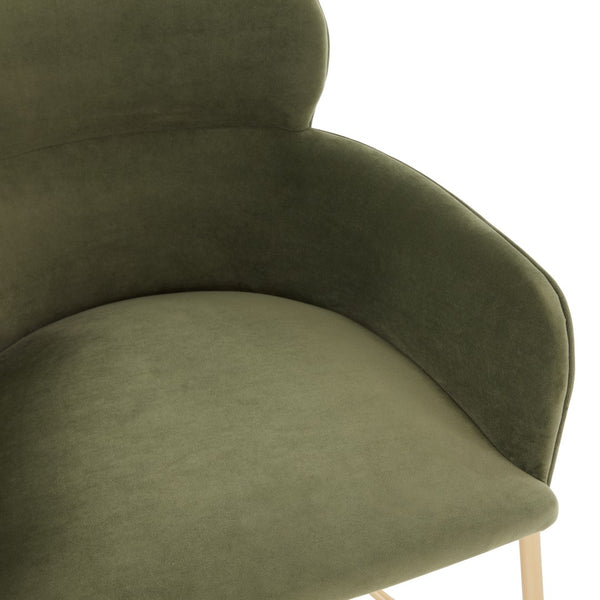 Safavieh Charlize Velvet Dining Chair Olive Green / Gold Wood / Fabric / Foam / Metal SFV4757G