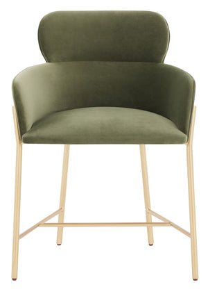Safavieh Charlize Velvet Dining Chair Olive Green / Gold Wood / Fabric / Foam / Metal SFV4757G