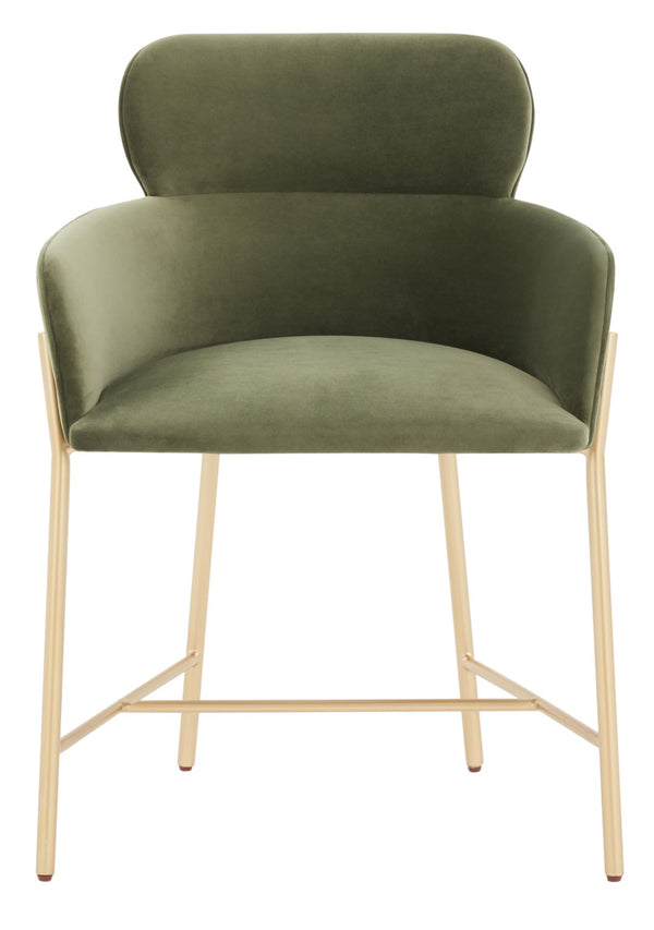 Safavieh Charlize Velvet Dining Chair Olive Green / Gold Wood / Fabric / Foam / Metal SFV4757G