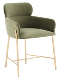 Safavieh Charlize Velvet Dining Chair Olive Green / Gold Wood / Fabric / Foam / Metal SFV4757G