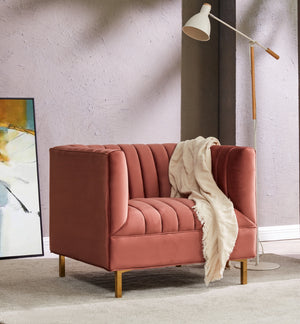 Safavieh Doris Velvet Club Chair Dusty Rose Wood / Fabric / Foam / Metal SFV4763A