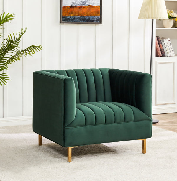 Safavieh Doris Velvet Club Chair Forest Green Wood / Fabric / Foam / Metal SFV4763B