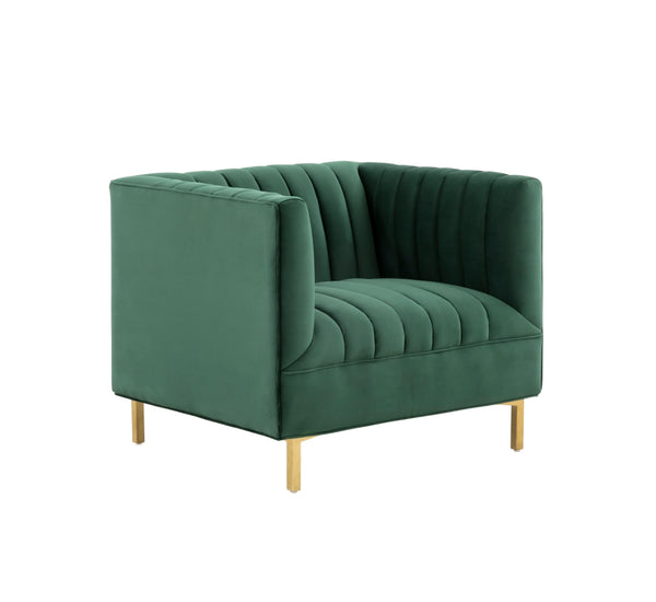 Safavieh Doris Velvet Club Chair Forest Green Wood / Fabric / Foam / Metal SFV4763B