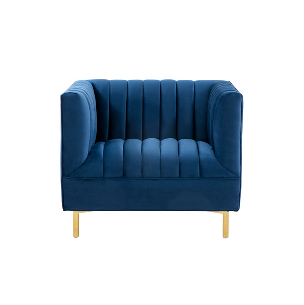 Safavieh Doris Velvet Club Chair Navy Wood / Fabric / Foam / Metal SFV4763C