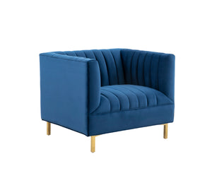 Safavieh Doris Velvet Club Chair Navy Wood / Fabric / Foam / Metal SFV4763C