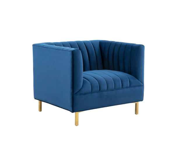Safavieh Doris Velvet Club Chair Navy Wood / Fabric / Foam / Metal SFV4763C