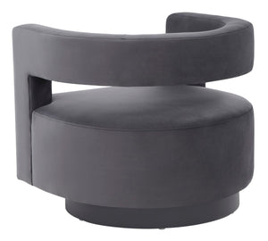 Safavieh Edgar Velvet Swivel Chair Dark Grey / Black Wood / Fabric / Foam / Metal SFV4764C