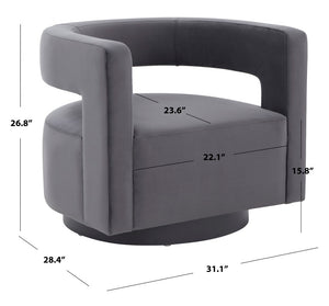 Safavieh Edgar Velvet Swivel Chair Dark Grey / Black Wood / Fabric / Foam / Metal SFV4764C