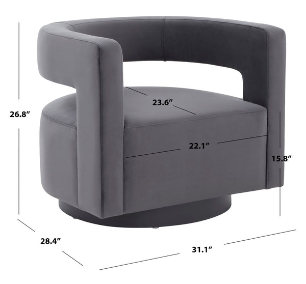 Safavieh Edgar Velvet Swivel Chair Dark Grey / Black Wood / Fabric / Foam / Metal SFV4764C