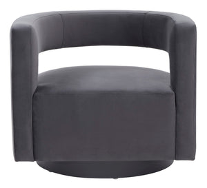 Safavieh Edgar Velvet Swivel Chair Dark Grey / Black Wood / Fabric / Foam / Metal SFV4764C