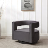 Safavieh Edgar Velvet Swivel Chair Dark Grey / Black Wood / Fabric / Foam / Metal SFV4764C