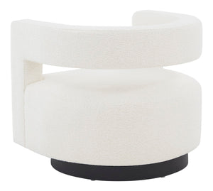 Safavieh Edgar Boucle Swivel Chair Ivory / Black Wood / Fabric / Foam / Metal SFV4764D