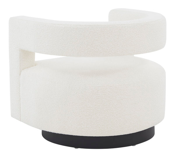 Safavieh Edgar Boucle Swivel Chair Ivory / Black Wood / Fabric / Foam / Metal SFV4764D