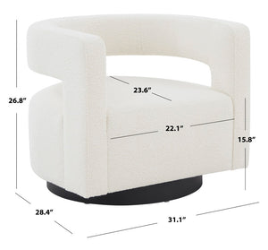 Safavieh Edgar Boucle Swivel Chair Ivory / Black Wood / Fabric / Foam / Metal SFV4764D