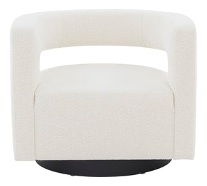 Safavieh Edgar Boucle Swivel Chair Ivory / Black Wood / Fabric / Foam / Metal SFV4764D