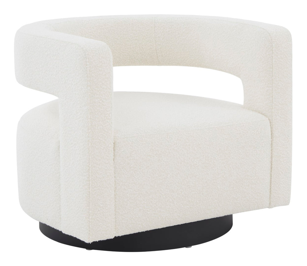 Safavieh Edgar Boucle Swivel Chair Ivory / Black Wood / Fabric / Foam / Metal SFV4764D