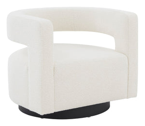 Safavieh Edgar Boucle Swivel Chair Ivory / Black Wood / Fabric / Foam / Metal SFV4764D