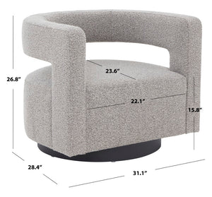 Safavieh Edgar Boucle Swivel Chair Light Grey / Black Wood / Fabric / Foam / Metal SFV4764E