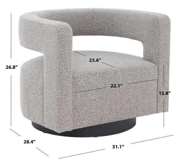 Safavieh Edgar Boucle Swivel Chair Light Grey / Black Wood / Fabric / Foam / Metal SFV4764E