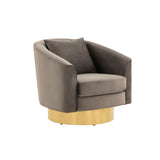 Safavieh Joaquin Swivel Barrel Chair Dark Grey Wood / Fabric / Foam / Metal SFV4765A