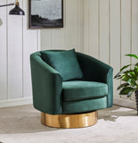 Safavieh Joaquin Swivel Barrel Chair Forest Green Wood / Fabric / Foam / Metal SFV4765B