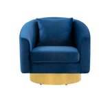 Safavieh Joaquin Swivel Barrel Chair Navy Wood / Fabric / Foam / Metal SFV4765C