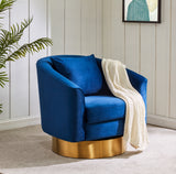 Safavieh Joaquin Swivel Barrel Chair Navy Wood / Fabric / Foam / Metal SFV4765C