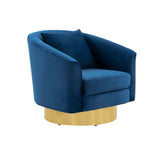 Safavieh Joaquin Swivel Barrel Chair Navy Wood / Fabric / Foam / Metal SFV4765C