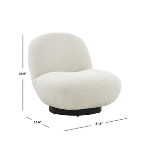 Stevie Ivory Boucle Accent Chair - Chic, Cozy Floor Seating for Relaxed Luxury Living Spaces