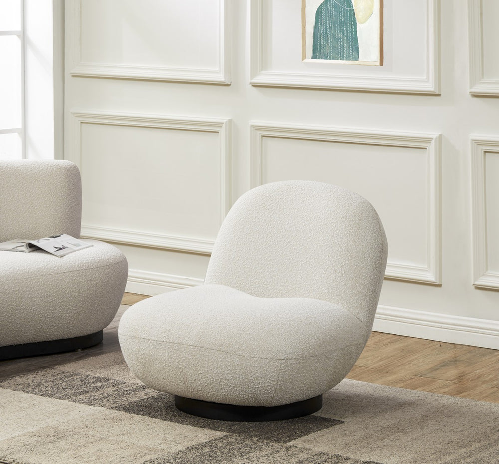 Stevie Ivory Boucle Accent Chair - Chic, Cozy Floor Seating for Relaxed Luxury Living Spaces