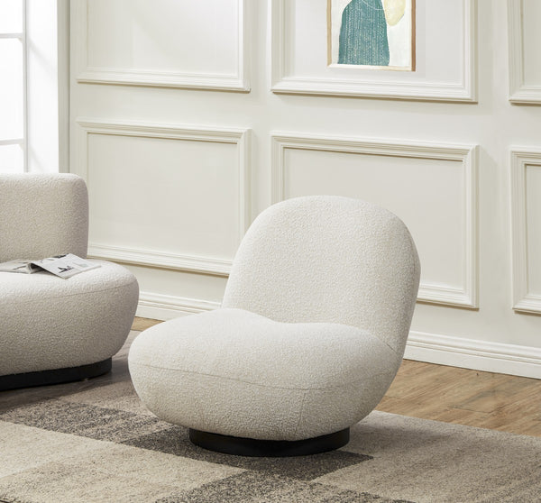 Stevie Ivory Boucle Accent Chair - Chic, Cozy Floor Seating for Relaxed Luxury Living Spaces