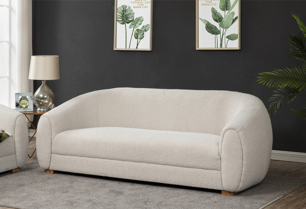 Emiliana Boucle Sofa - Chic Ivory Minimalist Design with Luxurious Texture & Streamlined Elegance