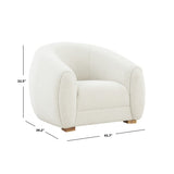 Emiliana Boucle Accent Chair - Luxurious Ivory Upholstery, Glamorous Minimalist Design & Comfort