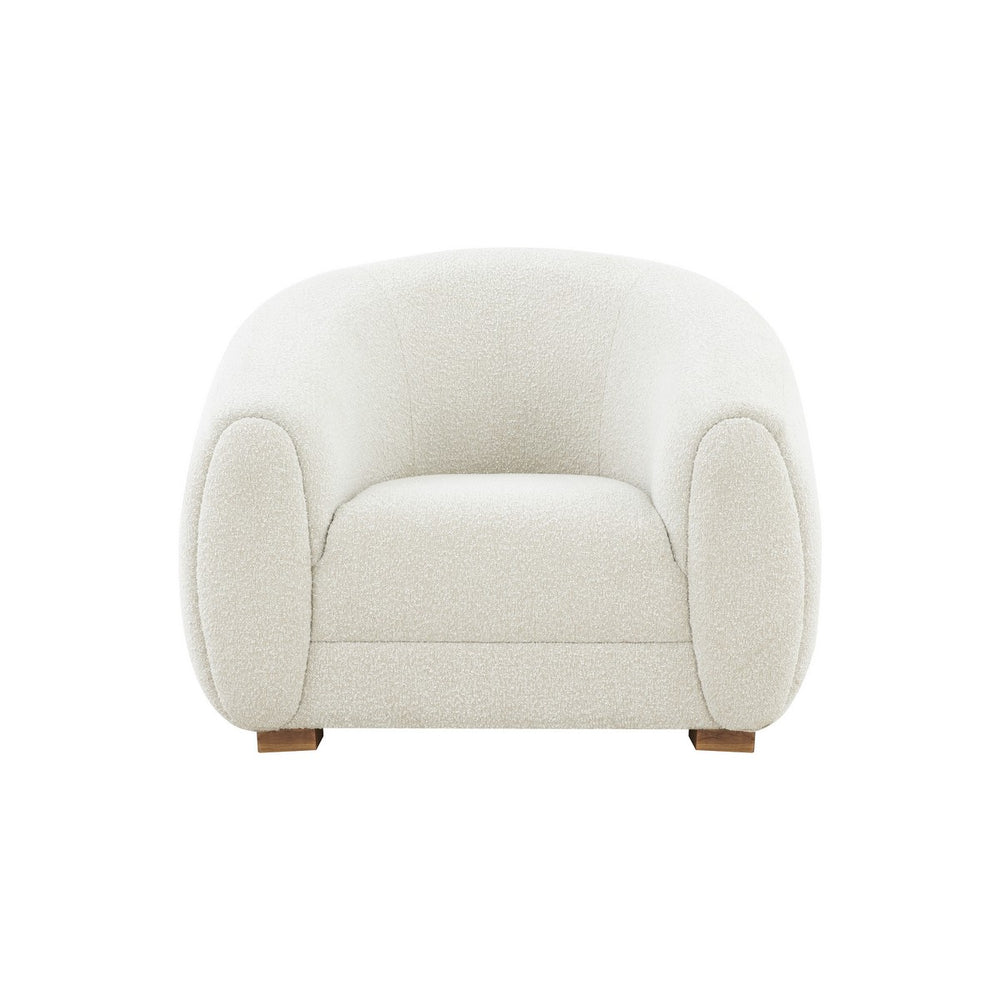 Emiliana Boucle Accent Chair - Luxurious Ivory Upholstery, Glamorous Minimalist Design & Comfort