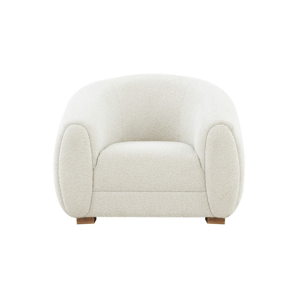 Emiliana Boucle Accent Chair - Luxurious Ivory Upholstery, Glamorous Minimalist Design & Comfort